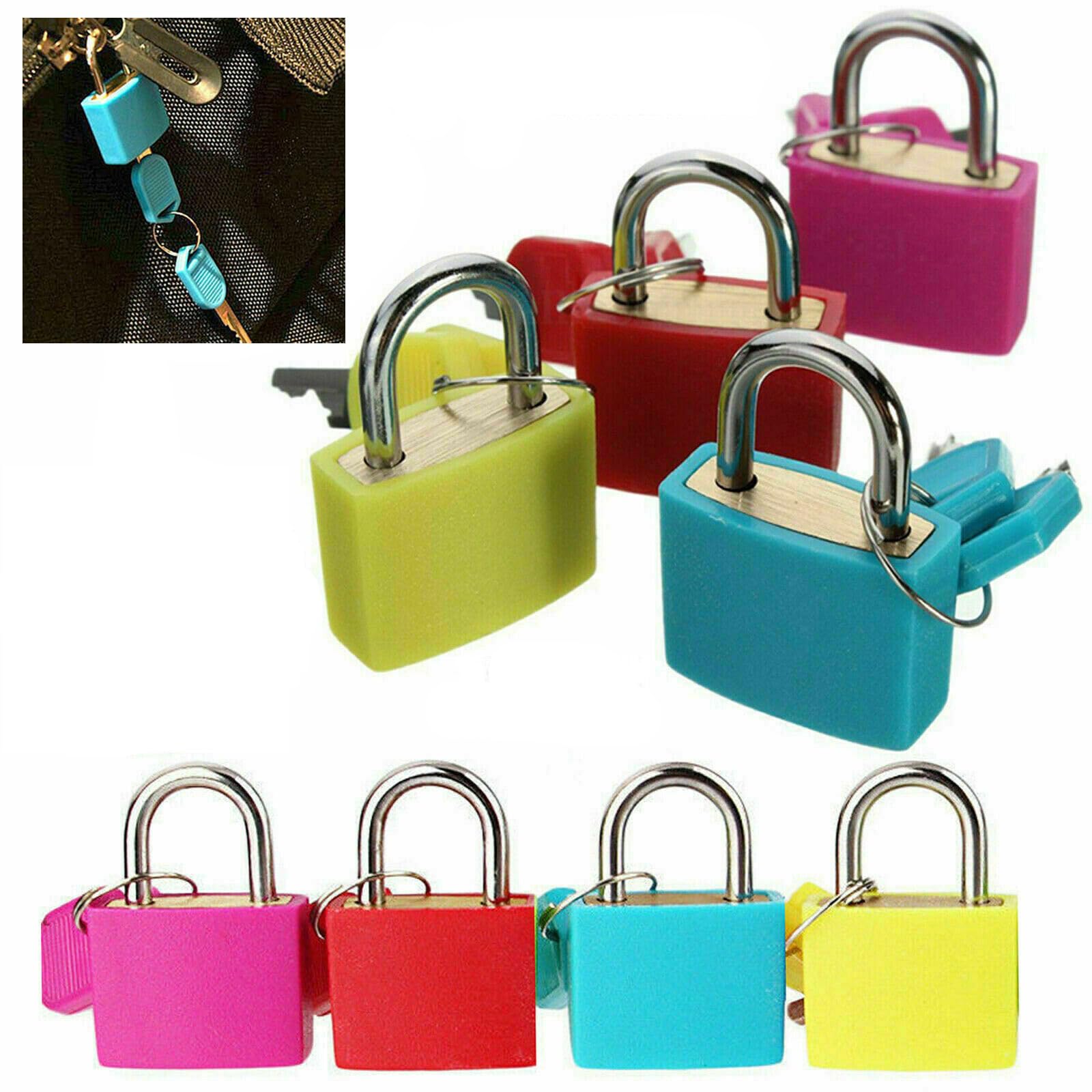 Buy-Simplicity® New 4 Pcs Suitcase Locks with Keys | Luggage Bag Small Coloured Brass Padlocks - School Gym Backpack Travel Mini Locks