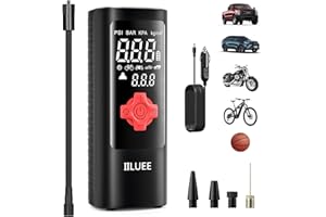 UABRLA IILUEE Tire Inflator Portable Air Compressor,2X Faster tire Inflation,160PSI Cordless Air Pump, 12V DC Car Pump w/Digital Pressure Gauge LED Light for Car,Bicycle,Motorcycle,Ball