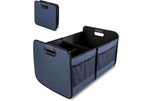 Vogano Car Trunk Organizer for Car SUV, Collapsible Multi-Compartment Car Organizers Foldable 600D Oxford Polyester (blue)