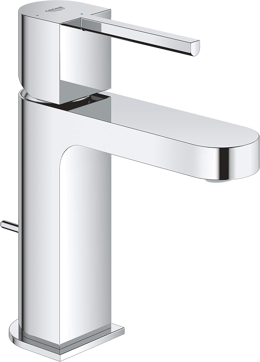 GROHE Plus Single Lever Basin Mixer, S-Size, Pop-Up Waste Set Energy- and Water-Saving Tap in Chrome Finish 23870003