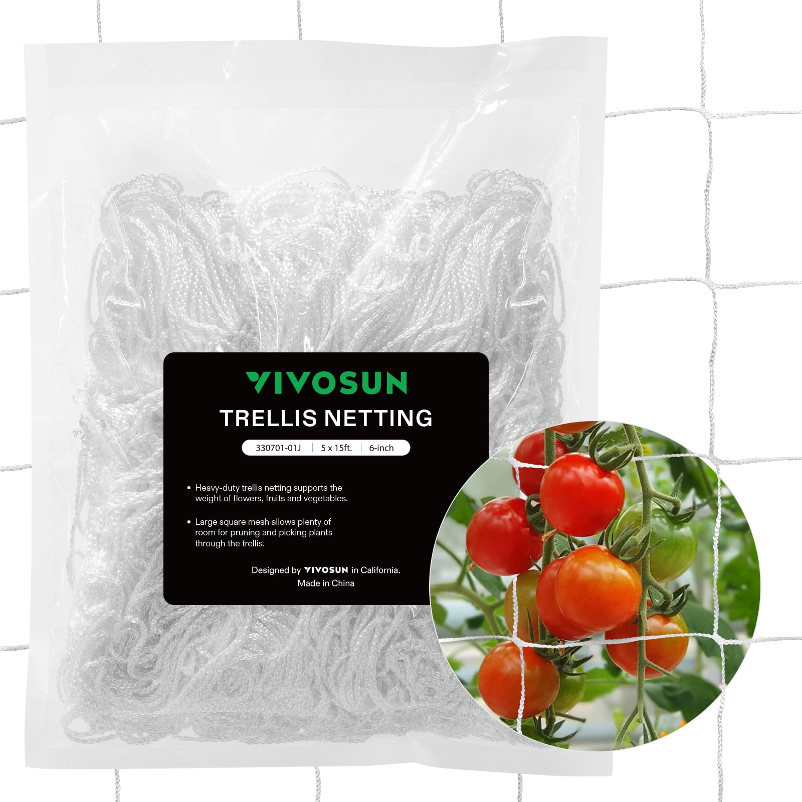 Photo 1 of VIVOSUN Heavy-duty Polyester Plant Trellis Netting 5 x 15ft, 1 Pack