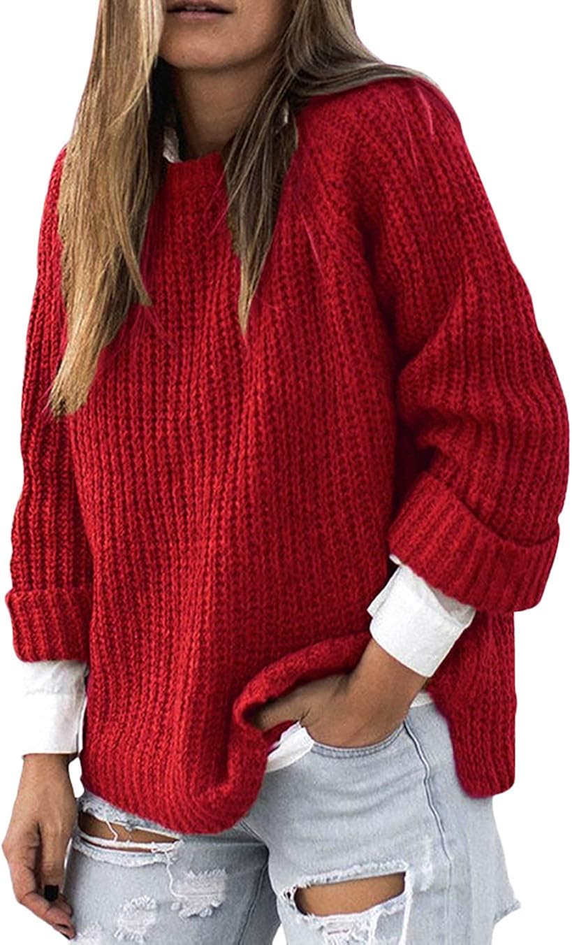 Sudaderas Mujer Fashion Ocasional Anchos De Suéter Esencial Punto Otoño Invierno Manga Larga