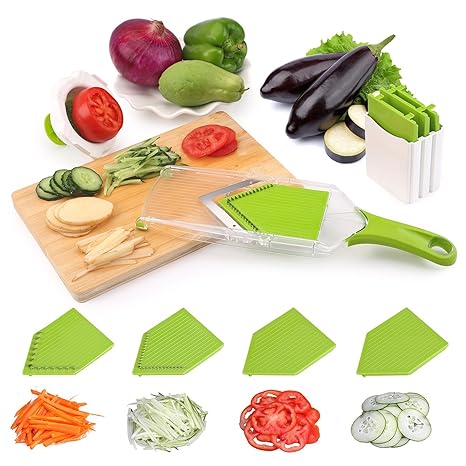 Gemüsehobel Küchenhobel Rostfreiem Stahl Mandoline Gemüseschneider, 4 in 1 Uten Profi Gemüsereibe Abnehmbar Kartoffelschneide