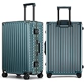 ROAMING Zipperless Luggage Airline Approved with Aluminum Frame, Lightweight PC Hardside Luggage with Spinner Wheels, Metal Travel Luggage with Double TSA Locks, Carry On 20 Inch, Dark Night Green