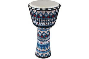 BGMUSER Djembe African Drum 10 x 20 inch Lightweight Hand Drum with Goatskin Drumhead and Fabric cover pvc body (Blue)
