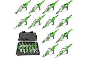 Hunting Broadheads,12Pcs Hunting Fishing Archery Arrows Bolts Broadheads,3 Fixed Blades Crossbow Broadheads,100 Grain Archery