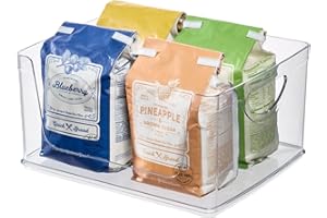 INTERDESIGN iDesign Recycled Plastic Stackable Open Front Cabinet and Pantry Storage Bin with Integrated Handles – 8” x 10” x 5”, Clear Bin