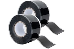 SIDAZON 2 Rolls Self Fusing Silicone Tape 1in x10ft Waterproof Rubber Tape, Water Hose Leak Seal Tape, Rescue Tape,Pipe Plumbing Hose Repair Tape for Cable Insulating Strech Wrap Seal Black,Grip Tape