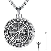 Eusense Cremation Jewelry for Ashes Urn Necklace to Put Ashes In 925 Sterling Silver Memorial Pendant Compass Urn Necklaces for Ashes Necklace for Women Men
