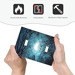 Spshian Light Switch Cover Teal Full Moon Forest 3