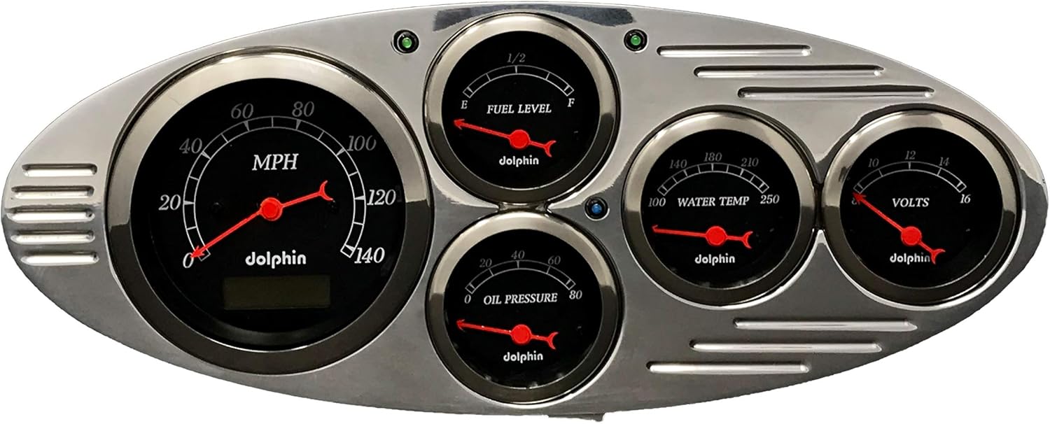 Compatible with 1932 Ford Car 5 Gauge Dash Cluster Panel Set Programmable Black