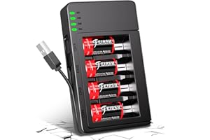 4 Pack CR123A Lithium Batteries,QUICKHELP 3.7V 800mAh [CAN BE RECHARGED] Arlo Batteries with Charger for Arlo Wireless Cameras VMC3030 VMK3200 VMS3330 3430 3530 and Flashlight Polaroid Microphone