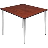 Regency Kahlo 48 in. Square Breakroom Table- Cherry Top, Chrome Tapered Legs