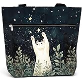 Waterproof Tote Bag with Pockets and Zipper for Work. Shoulder Bag for Women. Gift for Cat Lover Cat Owner.