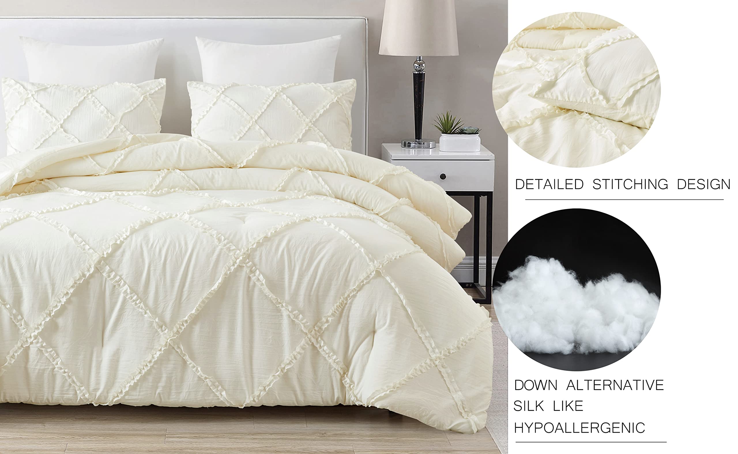 Chezmoi Collection Vivian 3-Piece Diamond Ruffle