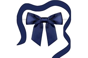 RAINBOW PANA RainbowPana 60 Pack 3.5" Twist Tie Bows and 10ft Ribbon, Luxury Navy Blue Satin Ribbon Pretied Bows, Premade Craft Decoration for Package Cake Pop Favors Cookie, Gift Wrapping Baby Shower Wedding