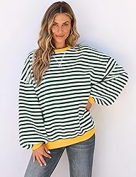 UEU Womens Casual Sweatshirt Striped Pullover Tops