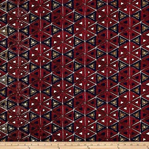 Sonna USA Supreme African Wax Print 6 Yard Red/Navy/Tan