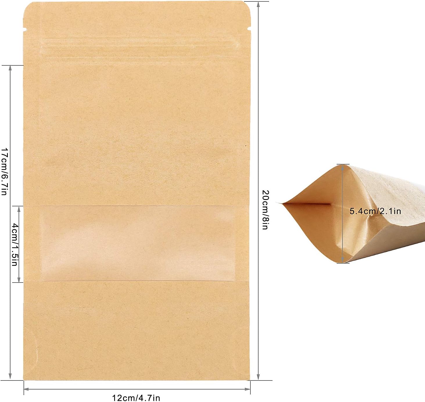 SumDirect 50pcs 12x20cm Kraft Stand Up Food Bags - Image 4