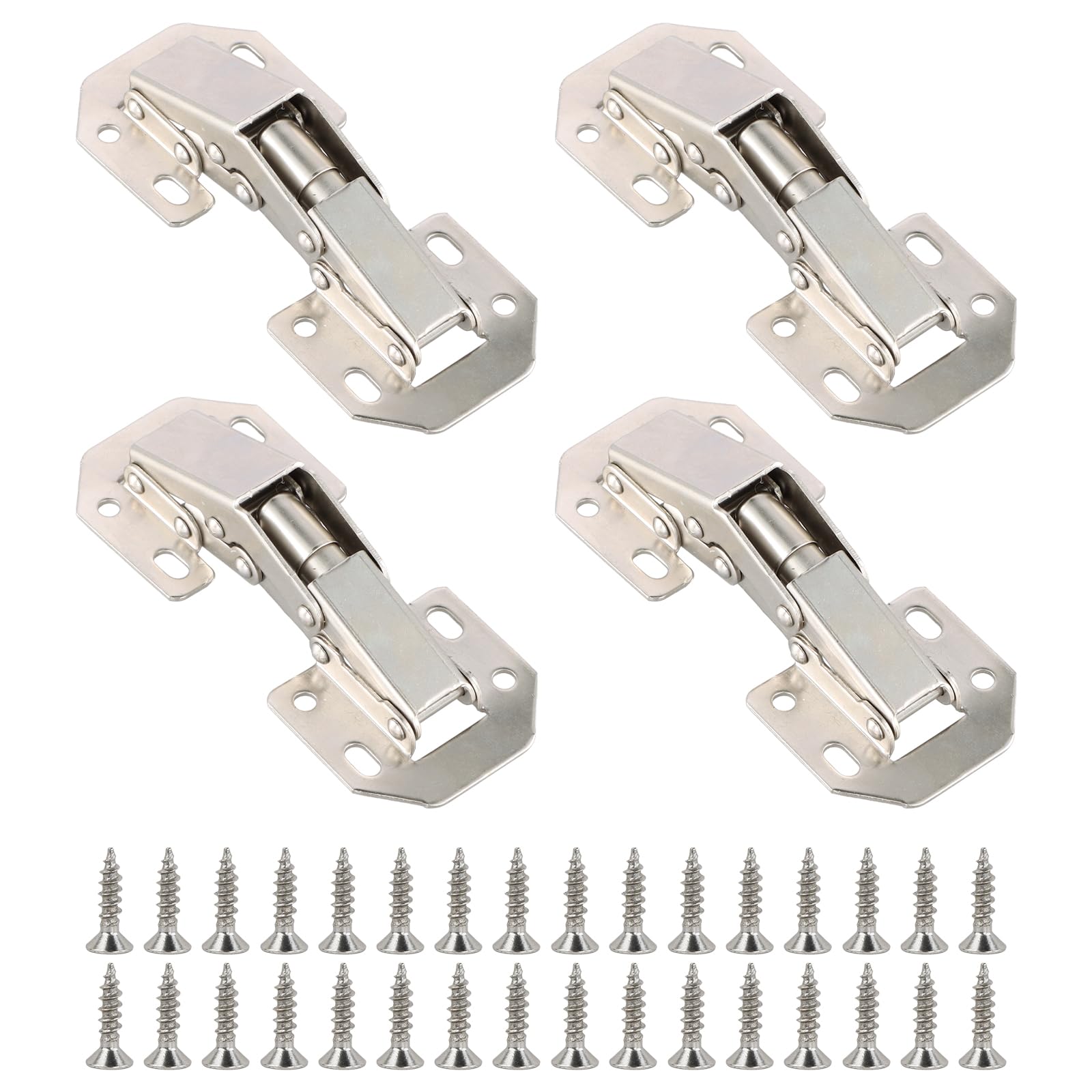 Joyan 4 pcs Cabinet Hinge, Hidden Screw-On Hinge with Spring, 90° Opening Angle Kitchen Cabinet Door Hinges, No Slot Required Hinges with Screws for Kitchen Cupboard Doors (113 * 43 mm)