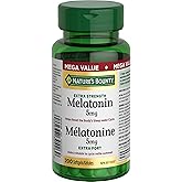 NATURE'S BOUNTY Melatonin, Extra Strength, 5 mg, Helps Reset Sleep-wake Cycle, Helps Increase Total Sleep Time, Helps To Fall