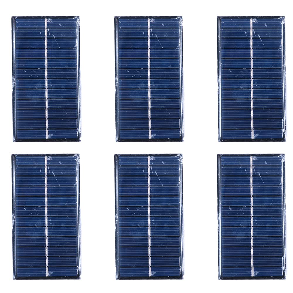 Pack of 6 ZONADAH 1W 6V Mini Solar Panel Kit, Batter Charger, DIY Home, Science School Projects, Camping,Fishing, Hiking Outdoor Garden Led Light Charging Tools