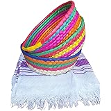 Handwoven Palm Baskets by Jacq & Jürgen - 3 Pack Multicolor - Medium Size Bundle - Traditional Mexican Tortillero