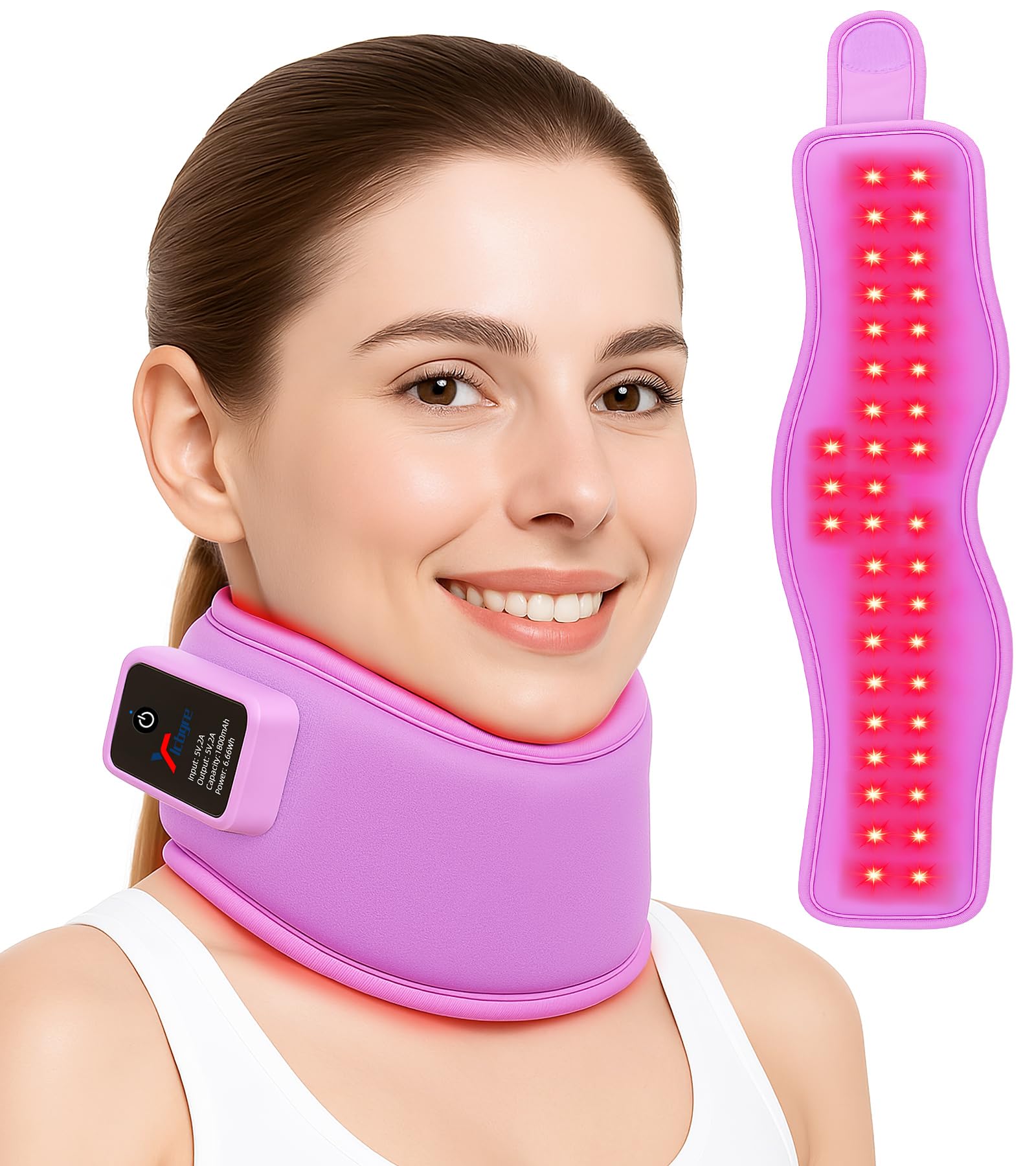Photo 1 of Red Light Therapy Neck Brace, Red Light Therapy Device for Neck Pain Relief, 660nm Red Light & 850nm Near Infrared Light Therapy for Pain Relief, Travel, Sleep, Office Use for Women & Men (Purple)