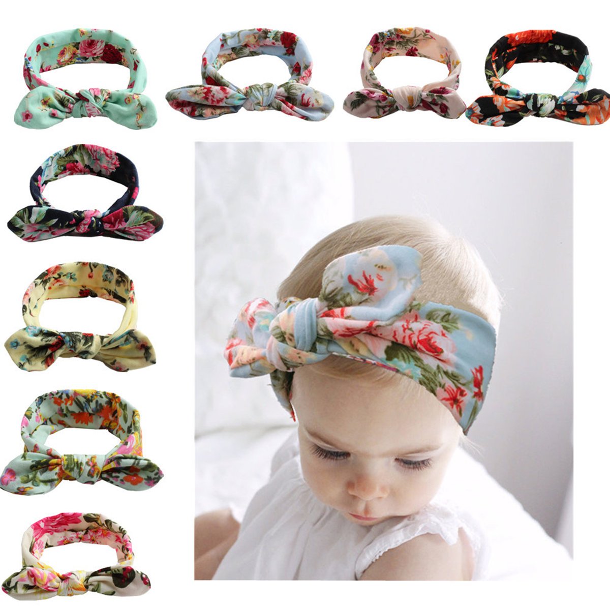 Calliar Baby Headbands Head-Scarf Hairbands for Newborn,Toddler and Childrens,8 Pack-Color 2