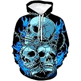 RASBCTK Unisex Skull 3D Pattern Printed Hoodies Graphics Pockets Pullover Athletic Hoodie Hooded Sweatshirts