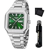 NIBOSI Men Watches Analog Quartz Stainless Steel Silver Watches for Men Waterproof Business Classic Watch with Day and Date Display Wrist Watch for Work and Casual Wear
