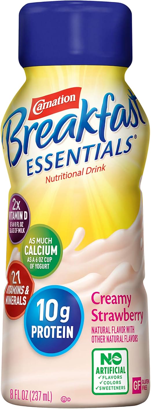 Carnation Breakfast Essentials Ready to Drink, Creamy Strawberry, 8