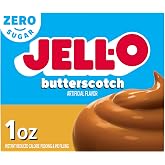 Jell-O Zero Sugar Instant Pudding &amp; Pie Filling Mix, Butterscotch Flavor, Fat Free Reduced Calorie Dessert for Baking, Pies &amp; No-Bake Recipes, 1 oz (Pack of 24)