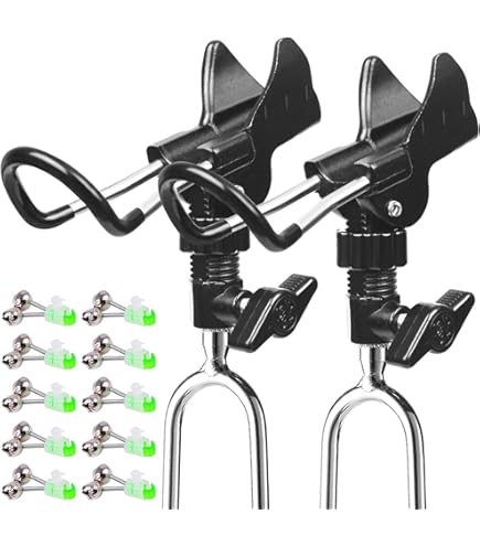 Ice Fishing Rod Holder, Adjustable Ice Fishing Accessories with Flag Bell Warning Non-Slip Hand-Free for Boat Ground, Rod Racks
