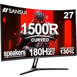 SANSUI 27 Inch Curved Gaming Monitor 180Hz 1ms with