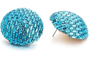 RUOFFETA Large Disco Ball Earrings, Sparkly Half-Ball Earrings for Women 60s 70s Outfits Costume Accessories
