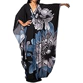 Kaftan Dresses for Women Wave Neck Swimsuit Cover Up Caftan Dress Plus Size Oversized Long Beach Dress