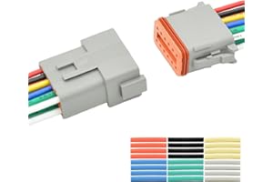 ALFOCI 1 Set 12 Pin DT Deustch Waterproof Automotive Electrical Butt Connector with 16AWG -40℃-105℃ 600V Wires and Heat Shrink Tubes Connectors Kit for Car Truck Boat (F 12Pin Wiring 1Pair)
