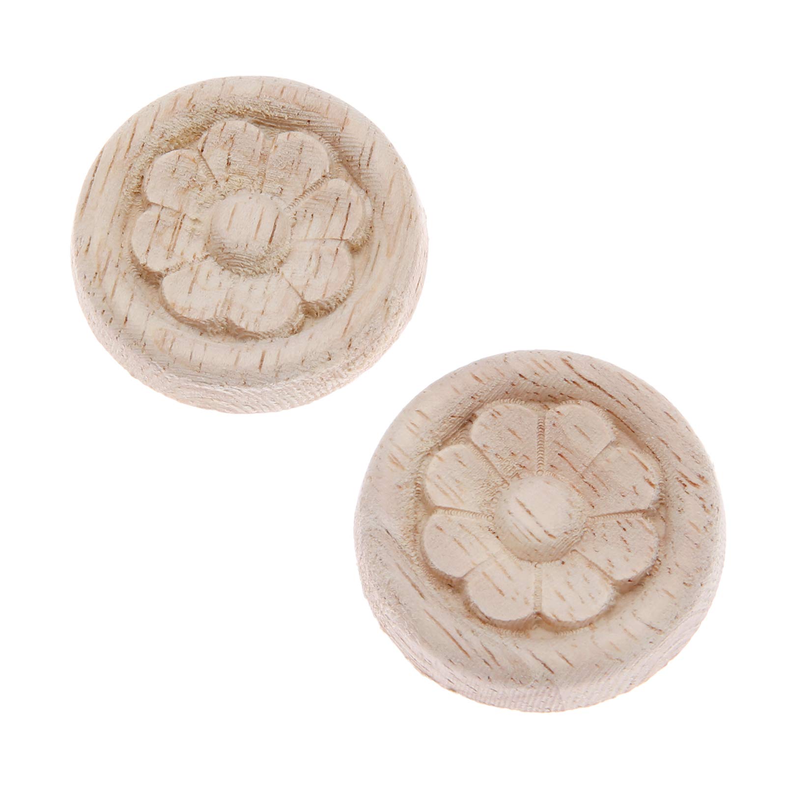 MUXSAM Wood Carved Applique Mouldings Corner Onlay 2Pcs Decorative Central Flower Frame Round Pattern Cabinet Furniture Decoration 4cm