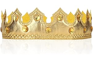 Gold King Crown, Birthday King Crowns with Gems Royal Prince Princess Crown Hat for Kids Boys Girls Birthday Party Halloween 