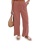Diosun Womens Casual Palazzo Pants High Waisted Wide Leg Long Lounge Elastic Drawstring Waist Trousers with Pockets