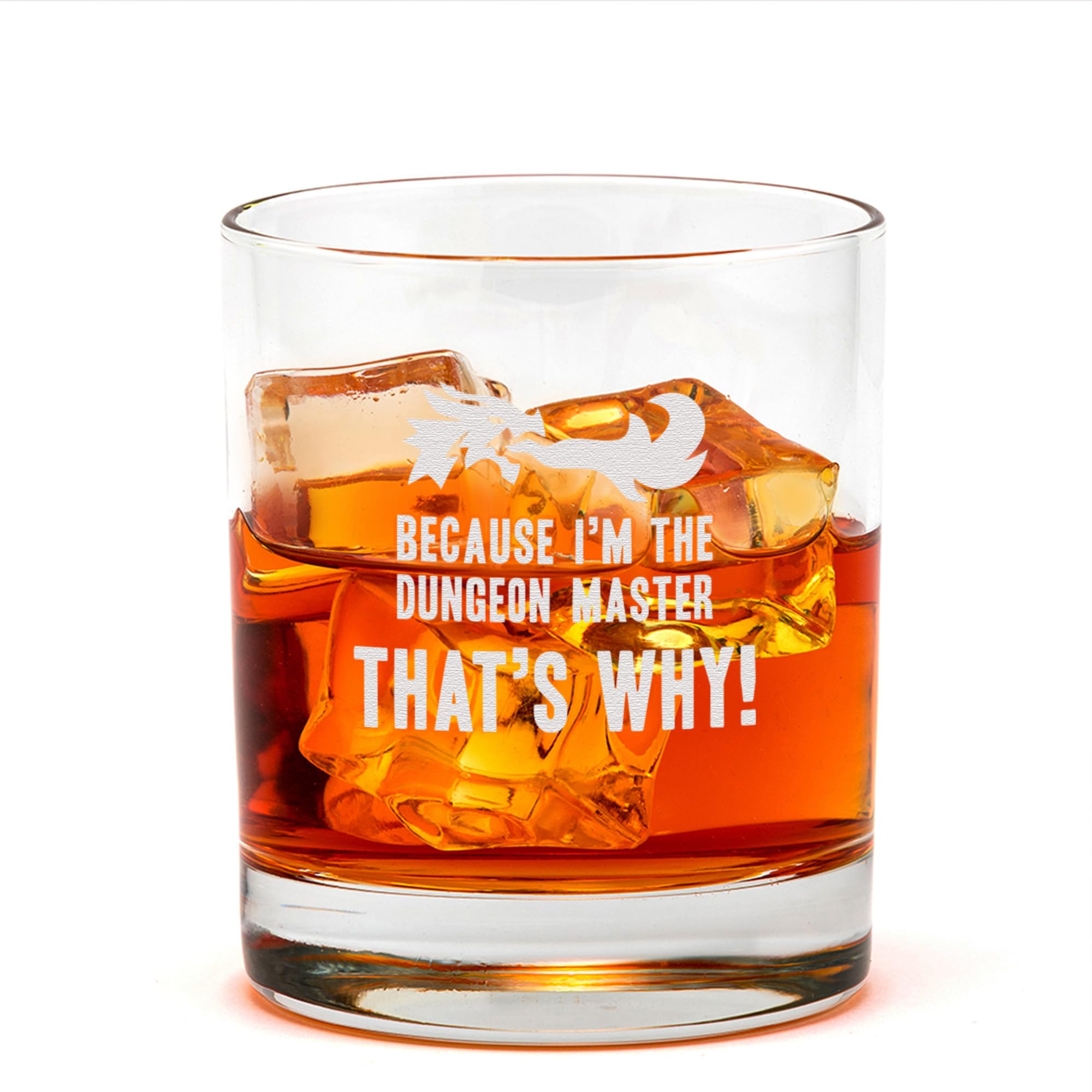 Engraved 'Because I'm The Dungeon Master That's Why!' DND Whiskey Tumbler Glass | Role Player Game Gifts for DM Dungeon Master | Drinking Gifts