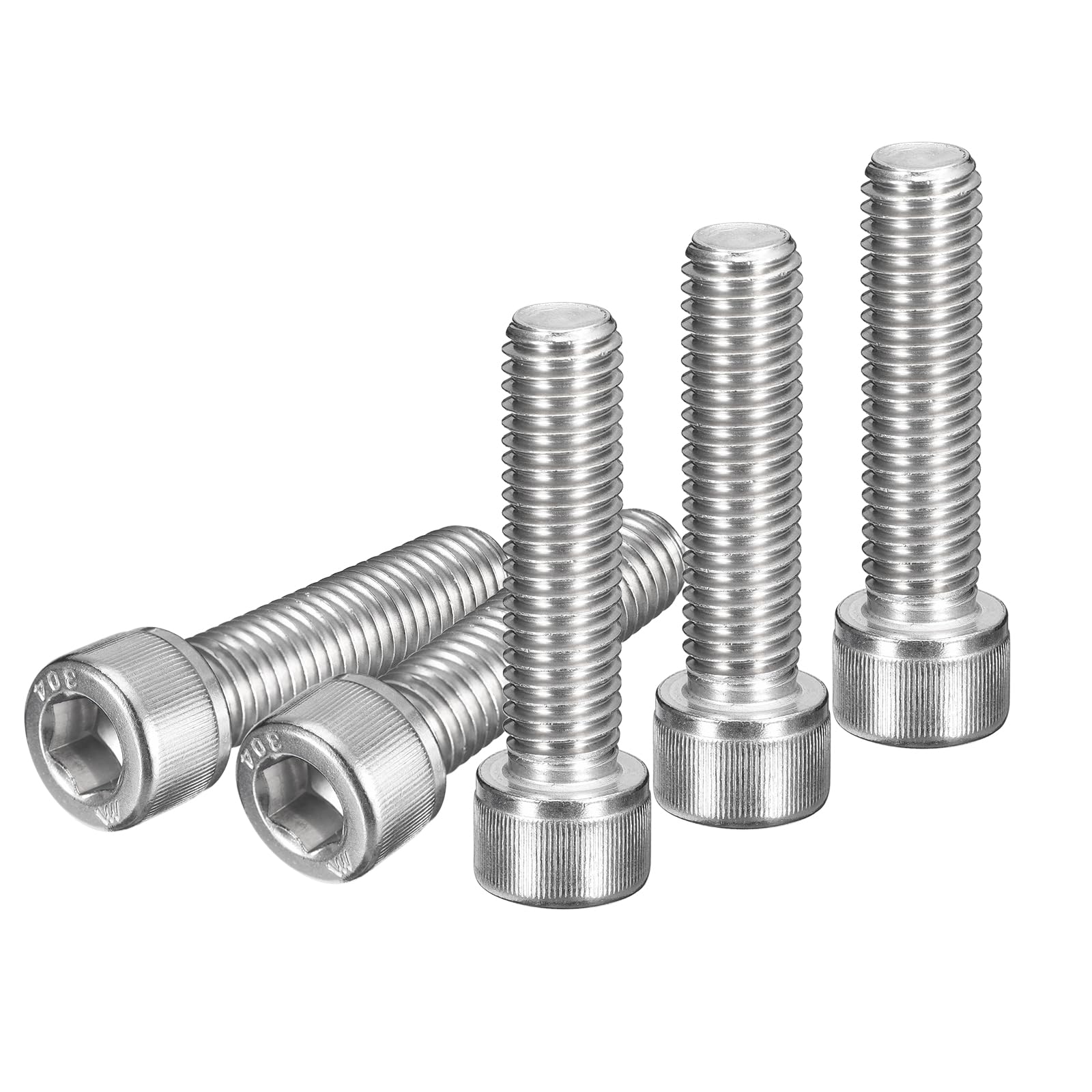 DTGN 1/2-13x2" Socket Head Cap Screws Bolts, 5Pcs 304 Stainless Steel 18-8, Machine Hex Socket Screw, Hex Drive, Bright Finish, UNC Coarse Thread Fully Threaded