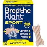 Breathe Right Sport Nasal Strips, Sweat-Resistant w/ActiveVent, Tan 44 ct | Extra strength, easier nasal breathing during workouts, stays on during exercise, drug-free