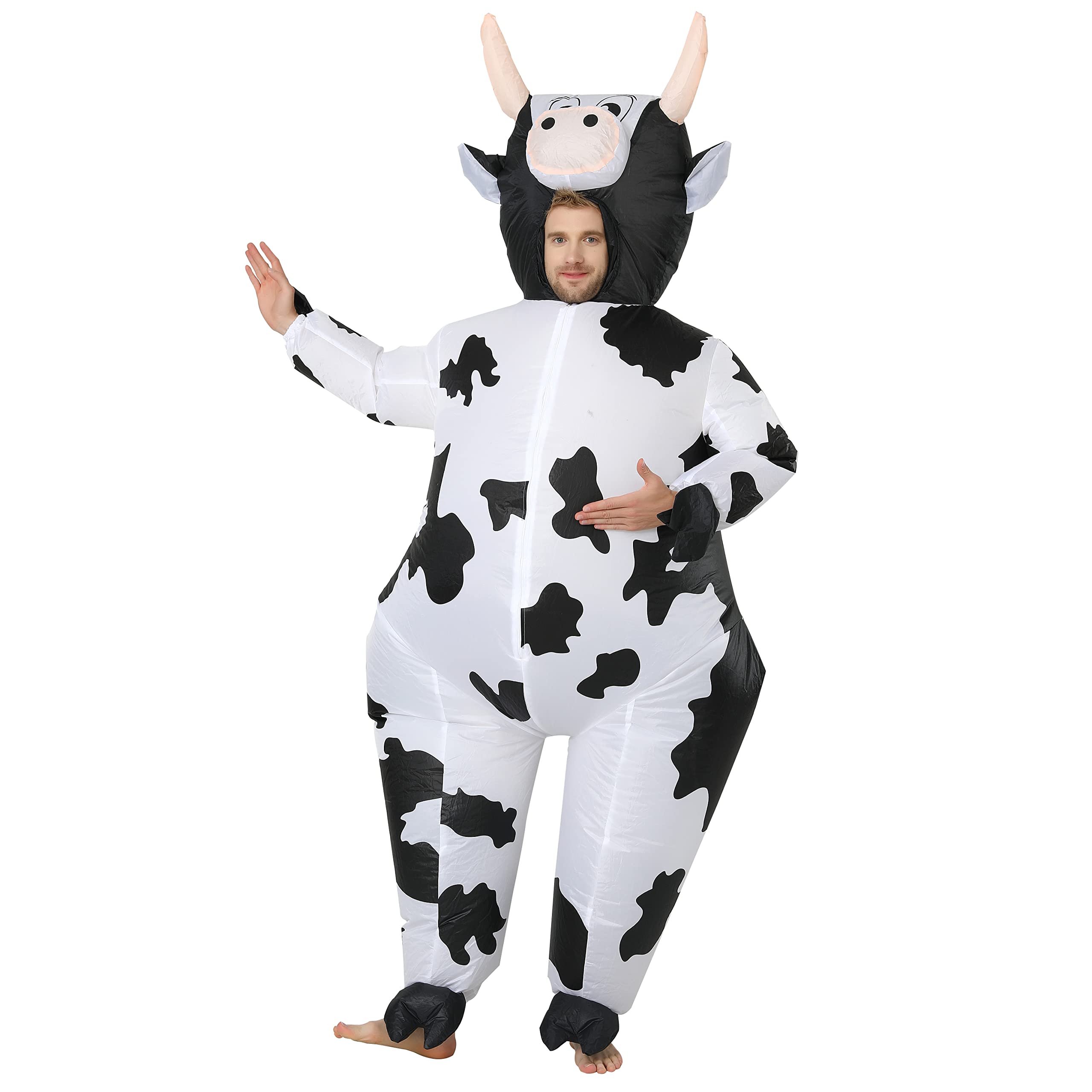 FXICH Inflatable cow Costume for adult,carnival Csotume for adult,Inflatable Costumes,Unisex adult inflatable costume (white, adult-150-190cm)