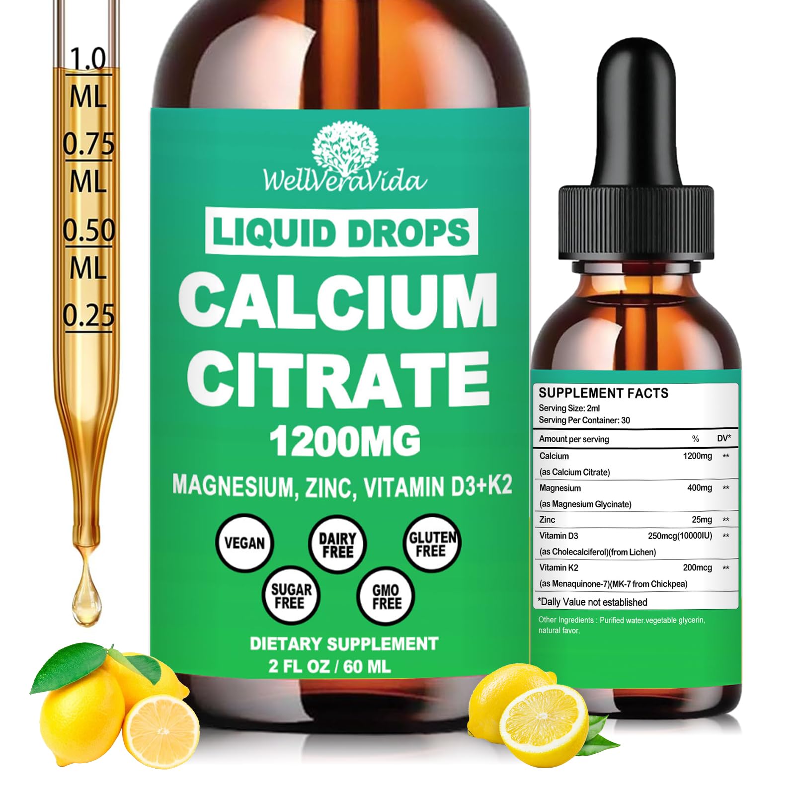 Liquid Drops Calcium Citrate 1200 mg