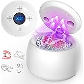 Ultrasonic retainer cleaner machine, 45kHz denture dome With UV Light, Dental Cleaning POD For Aligners, Mouth Guards, Night Guards, Toothbrush,Jewelry,200ML Capacity,White