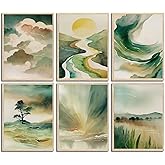 6 greens Mental Health Posters Boho Sun Mountain Wall Art Motivational Psychology Wall Decor Pictures Inspirational Positive Quotes Canvas Poster Prints For Home Counseling Office Decor Unframed