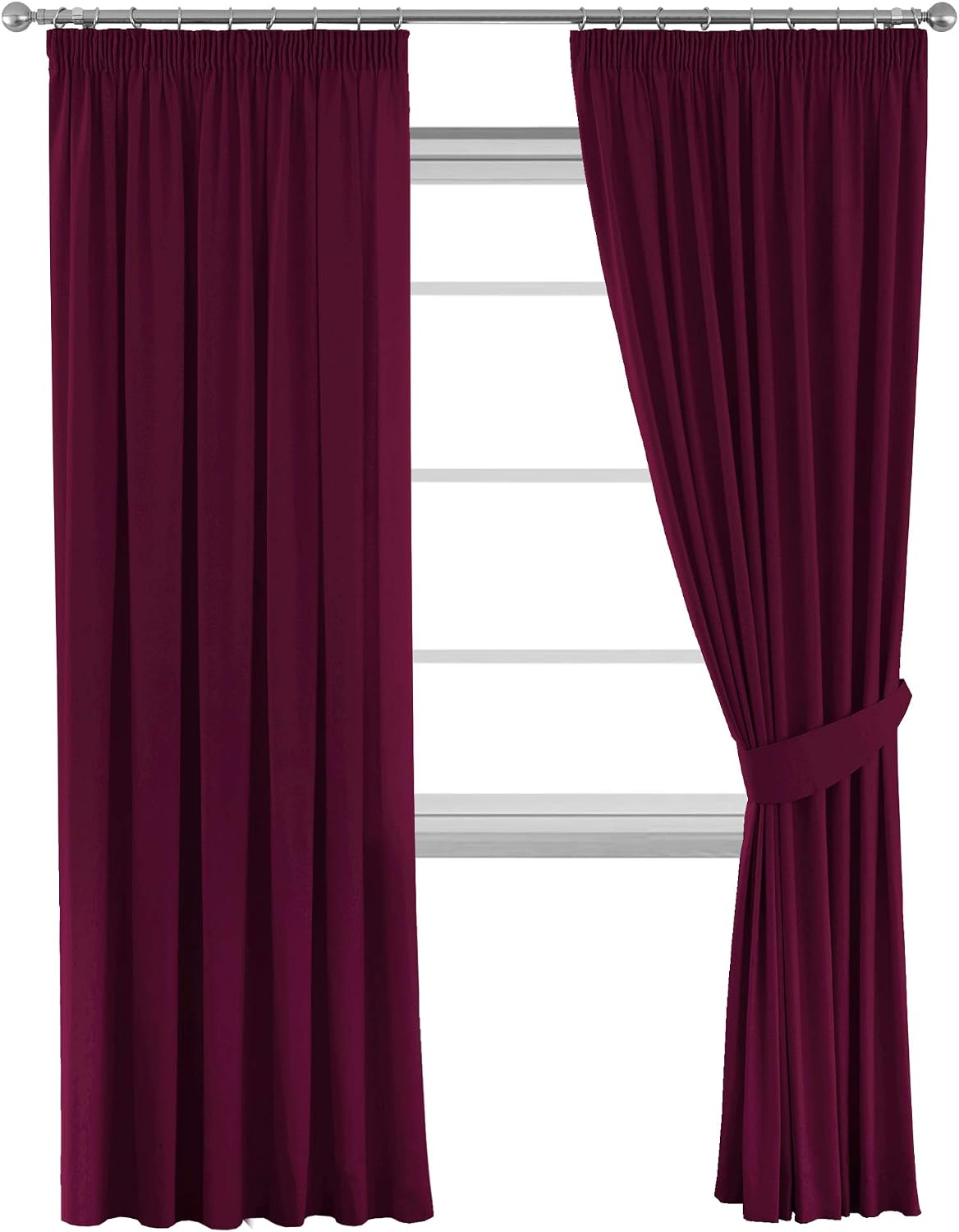 H.Versailtex Blackout Curtain, Opaque Curtain with Eyelets, 2 Pieces 245 cm x 130 cm (H x W), Set of 2, Fabric, Red-wine