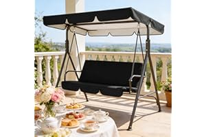 3 Seater Outdoor Swing Canopy Replacement Cover – Waterproof Heavy Duty Patio Porch Swing Top, UV Resistant, Easy Install Gar